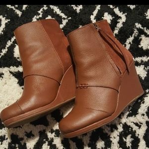 Toms Cognac Wedge Booties
